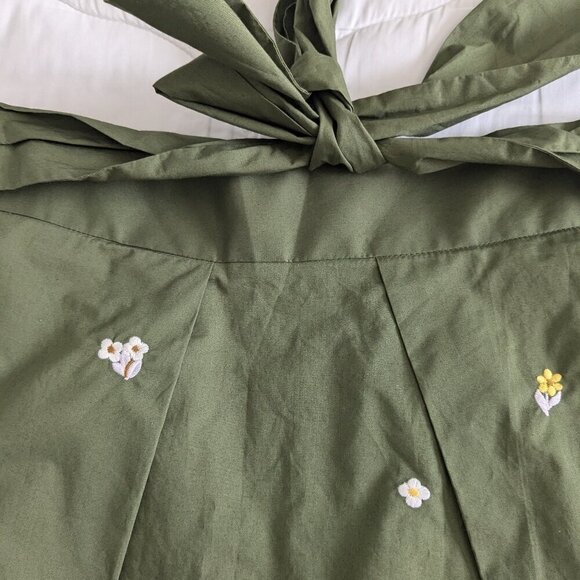 J. Crew Skirt Size 4 Olive Green Mini Embroidered Floral Tie-Waist NWT G9054 - Picture 8 of 16
